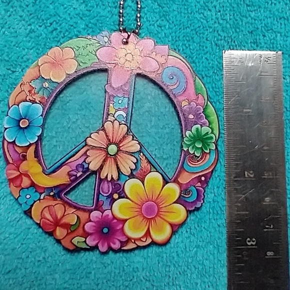 Peace sign colorful multicolor wall hanger rear view mirror - Picture 2 of 4